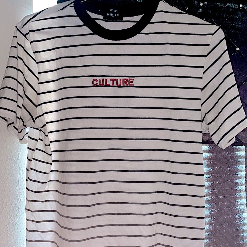 White Tee W/ BLK Stripes